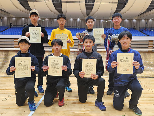 岩手県中学校インドアソフトテニス大会の男子個人入賞ペア